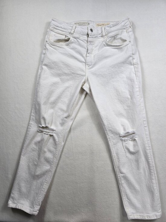 Pilcro and the Letterpress Denim - Anthropologie Pilcro High-Rise Slim White Distressed Jeans Size 32